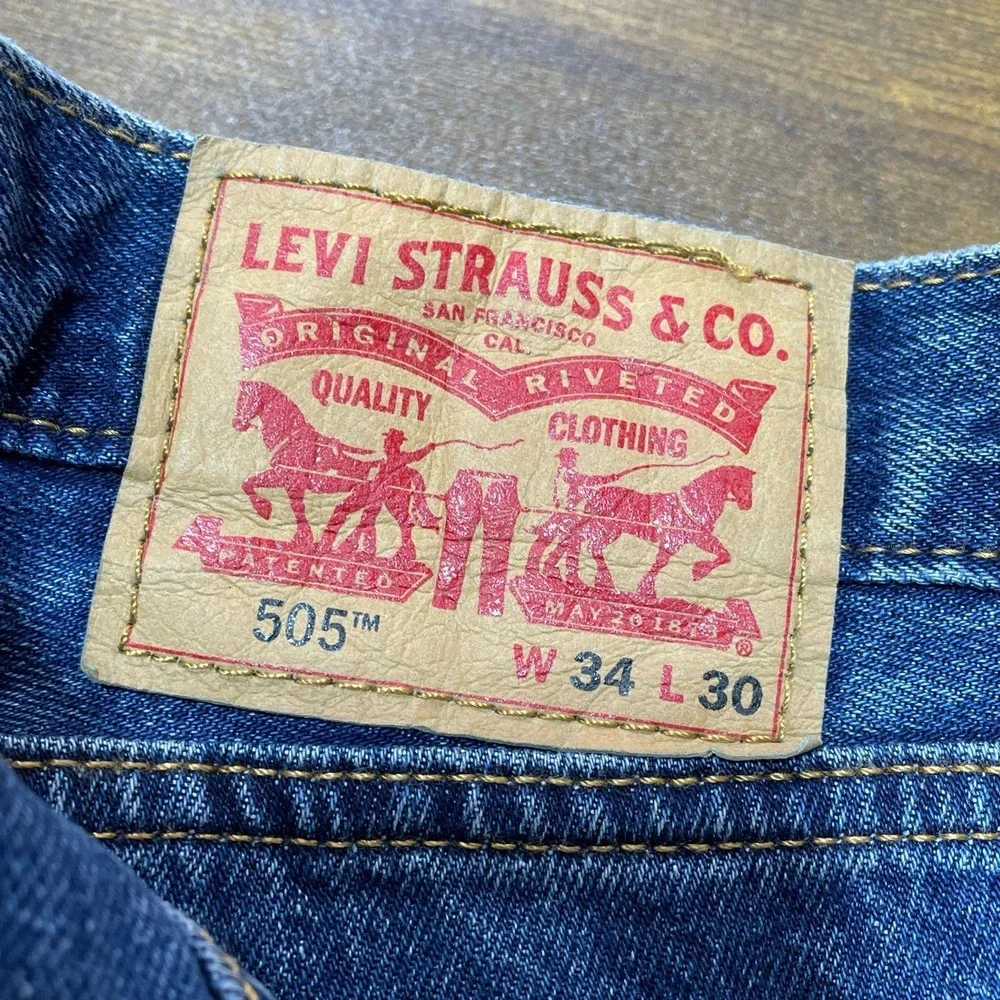 NWOT Levi's 505 Regular Fit Jeans Men's 34x30 Blue 100% Cotton Straight Leg